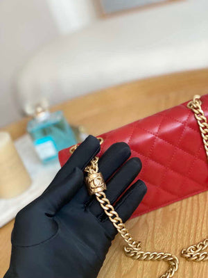 Chanel AP3047 FLAP Phone Holder With Chain Red Lambskin - Default Title - View 4