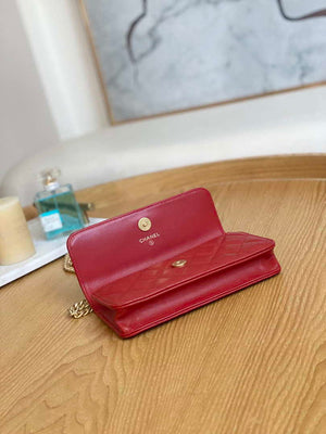 Chanel AP3047 FLAP Phone Holder With Chain Red Lambskin - Default Title - View 8