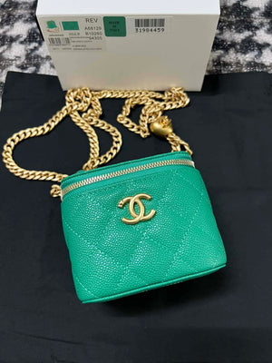 Chanel AP3203 Clutch With Chain Grained Calfskin Green - Default Title - View 5