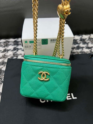 Chanel AP3203 Clutch With Chain Grained Calfskin Green - Default Title - View 8