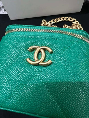 Chanel AP3203 Clutch With Chain Grained Calfskin Green - Default Title - View 9