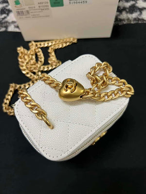 Chanel AP3203 Clutch With Chain Grained Calfskin White - Default Title - View 6