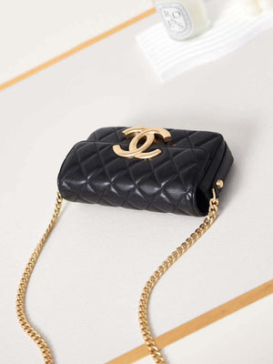 Chanel AP3207 Phone Holder With Chain shiny Lambskin & Gold-Tone Metal black - Default Title - View 6