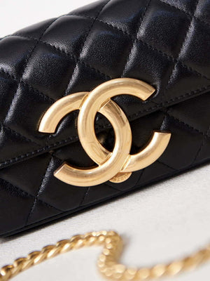 Chanel AP3207 Phone Holder With Chain shiny Lambskin & Gold-Tone Metal black - Default Title - View 7