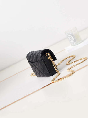 Chanel AP3208 Mini Flap bag With Chain shiny Lambskin & Gold-Tone Metal Black - Default Title - View 4