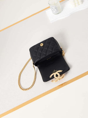 Chanel AP3208 Mini Flap bag With Chain shiny Lambskin & Gold-Tone Metal Black - Default Title - View 6