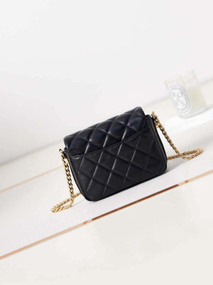 Chanel AP3208 Mini Flap bag With Chain shiny Lambskin & Gold-Tone Metal Black - Default Title - View 7