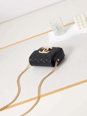 Chanel AP3208 Mini Flap bag With Chain shiny Lambskin & Gold-Tone Metal Black - Default Title - View 8