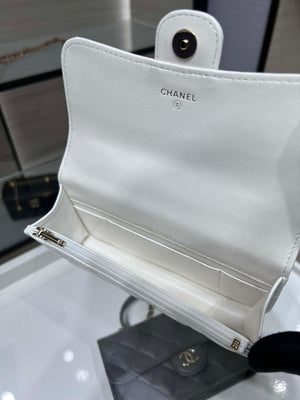 Chanel AP3226 Phone Holder with Chain Lambskin & Gold-Tone Metal White - Default Title - View 8