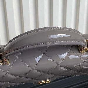 Chanel AP3226 Phone Holder with Chain Patent Calfskin & Gold-Tone Metal Gray - Default Title - View 4