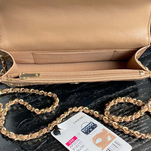 Chanel AP3226 Phone Holder with Chain Patent Calfskin & Gold-Tone Metal Apricot - Default Title - View 7
