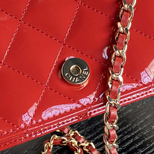 Chanel AP3226 Phone Holder with Chain Patent Calfskin & Gold-Tone Metal Red - Default Title - View 9