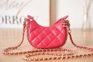 Chanel AP3232 Clutch With Chain Lambskin & Shiny Light Gold Metal Red - Default Title - View 2