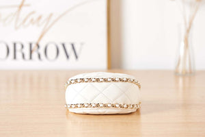 Chanel AP3232 Clutch With Chain Lambskin & Shiny Light Gold Metal White - Default Title - View 6