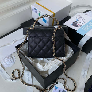 Chanel AP3237 Clutch with chain Grained Shiny Calfskin Gold With Handle Bag Black - Default Title - View 2