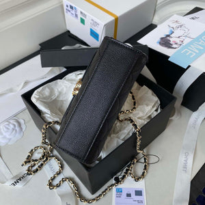 Chanel AP3237 Clutch with chain Grained Shiny Calfskin Gold With Handle Bag Black - Default Title - View 6