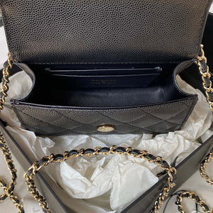 Chanel AP3237 Clutch with chain Grained Shiny Calfskin Gold With Handle Bag Black - Default Title - View 7