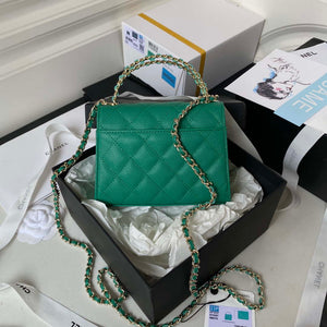 Chanel AP3237 Clutch with chain Grained Shiny Calfskin Gold With Handle Bag Green - Default Title - View 2