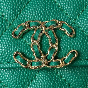 Chanel AP3237 Clutch with chain Grained Shiny Calfskin Gold With Handle Bag Green - Default Title - View 3