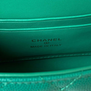 Chanel AP3237 Clutch with chain Grained Shiny Calfskin Gold With Handle Bag Green - Default Title - View 8