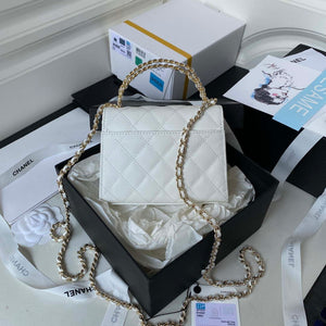 Chanel AP3237 Clutch with chain Grained Shiny Calfskin Gold With Handle Bag White - Default Title - View 2
