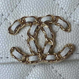 Chanel AP3237 Clutch with chain Grained Shiny Calfskin Gold With Handle Bag White - Default Title - View 3