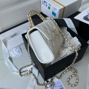 Chanel AP3237 Clutch with chain Grained Shiny Calfskin Gold With Handle Bag White - Default Title - View 5