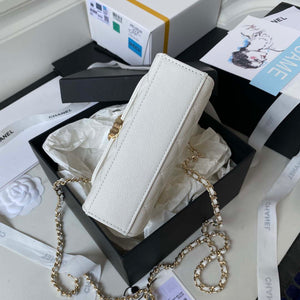 Chanel AP3237 Clutch with chain Grained Shiny Calfskin Gold With Handle Bag White - Default Title - View 6