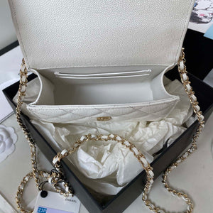 Chanel AP3237 Clutch with chain Grained Shiny Calfskin Gold With Handle Bag White - Default Title - View 7