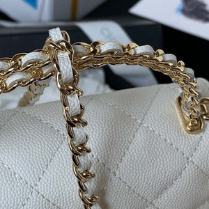 Chanel AP3237 Clutch with chain Grained Shiny Calfskin Gold With Handle Bag White - Default Title - View 9