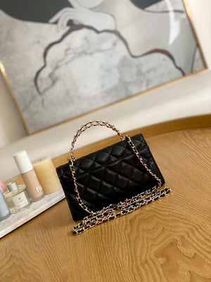 Chanel AP3238 Flap Chain Bag Black Calfskin Gold With Handle Bag - Default Title - View 2