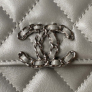 Chanel AP3238 Flap Chain Bag Gray Lambskin Gold With Handle Bag - Default Title - View 2