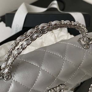 Chanel AP3238 Flap Chain Bag Gray Lambskin Gold With Handle Bag - Default Title - View 3
