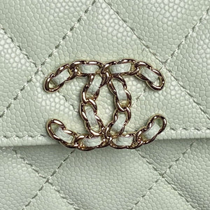 Chanel AP3238 Flap Chain Bag Light Green Lambskin Gold With Handle Bag - Default Title - View 3