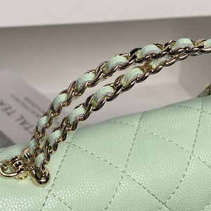 Chanel AP3238 Flap Chain Bag Light Green Lambskin Gold With Handle Bag - Default Title - View 4