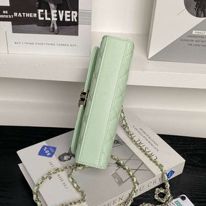 Chanel AP3238 Flap Chain Bag Light Green Lambskin Gold With Handle Bag - Default Title - View 7