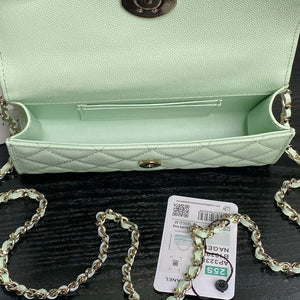 Chanel AP3238 Flap Chain Bag Light Green Lambskin Gold With Handle Bag - Default Title - View 8