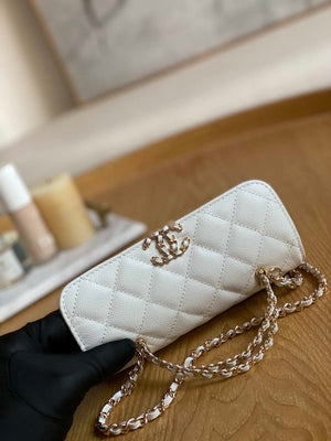 Chanel AP3238 Flap Chain Bag With Handle White Calfskin Gold - Default Title - View 7