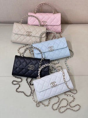 Chanel AP3238 Phone Holder with Chain Grained Shiny Calfskin Light Green - Default Title - View 10