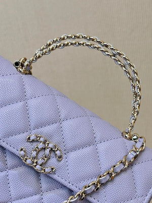 Chanel AP3238 Phone Holder with Chain Grained Shiny Calfskin Purple - Default Title - View 6