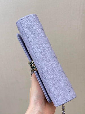Chanel AP3238 Phone Holder with Chain Grained Shiny Calfskin Purple - Default Title - View 8