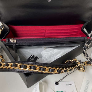 Chanel AP3267 19 Wallet on Chain Woc Shiny Lambskin Black - Silver - View 7