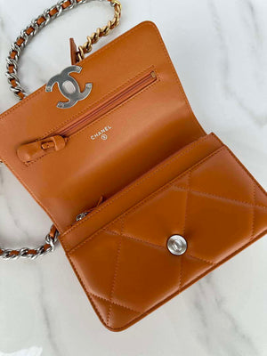 Chanel AP3267 19 Wallet on Chain Woc Shiny Lambskin Brown - Silver - View 7