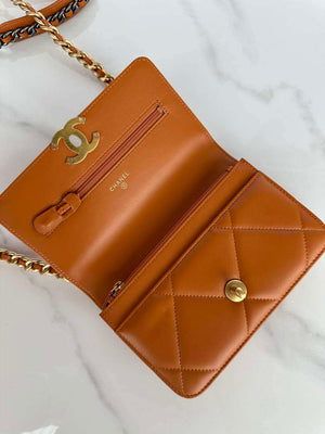 Chanel AP3267 19 Wallet on Chain Woc Shiny Lambskin Brown - Silver - View 16