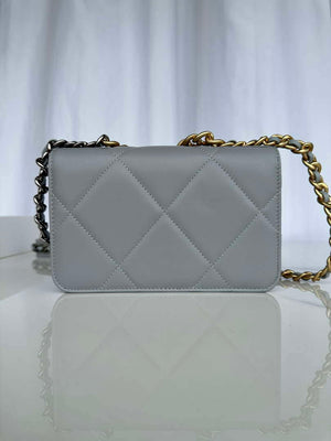 Chanel AP3267 19 Wallet on Chain Woc Shiny Lambskin Gray - Silver - View 12