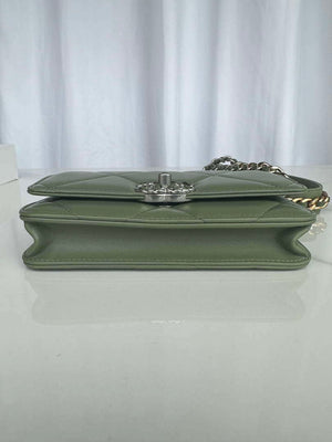 Chanel AP3267 19 Wallet on Chain Woc Shiny Lambskin Green - Silver - View 12