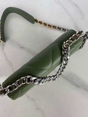 Chanel AP3267 19 Wallet on Chain Woc Shiny Lambskin Green - Silver - View 14