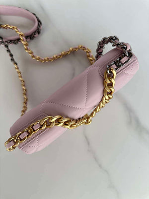 Chanel AP3267 19 Wallet on Chain Woc Shiny Lambskin Pink - Silver - View 3