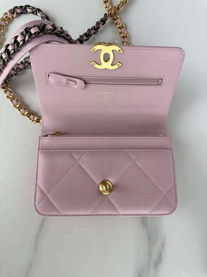 Chanel AP3267 19 Wallet on Chain Woc Shiny Lambskin Pink - Silver - View 6