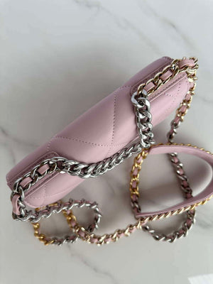 Chanel AP3267 19 Wallet on Chain Woc Shiny Lambskin Pink - Silver - View 13